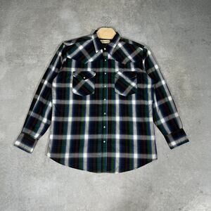 Bit & Bridle Plaid Long Sleeve Men's Shirt XLT Button Down Western Pearl Snaps